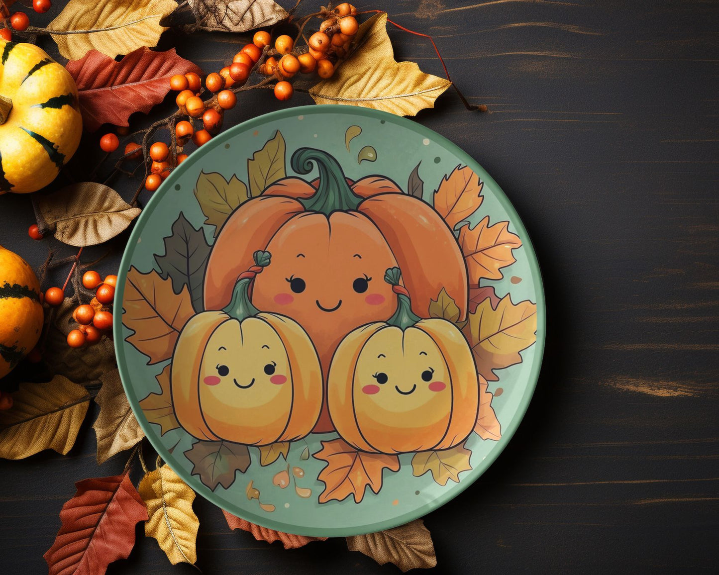 Thermosaf Polymer Plastic Pumpkin Plates Thanksgiving Plate For Kids