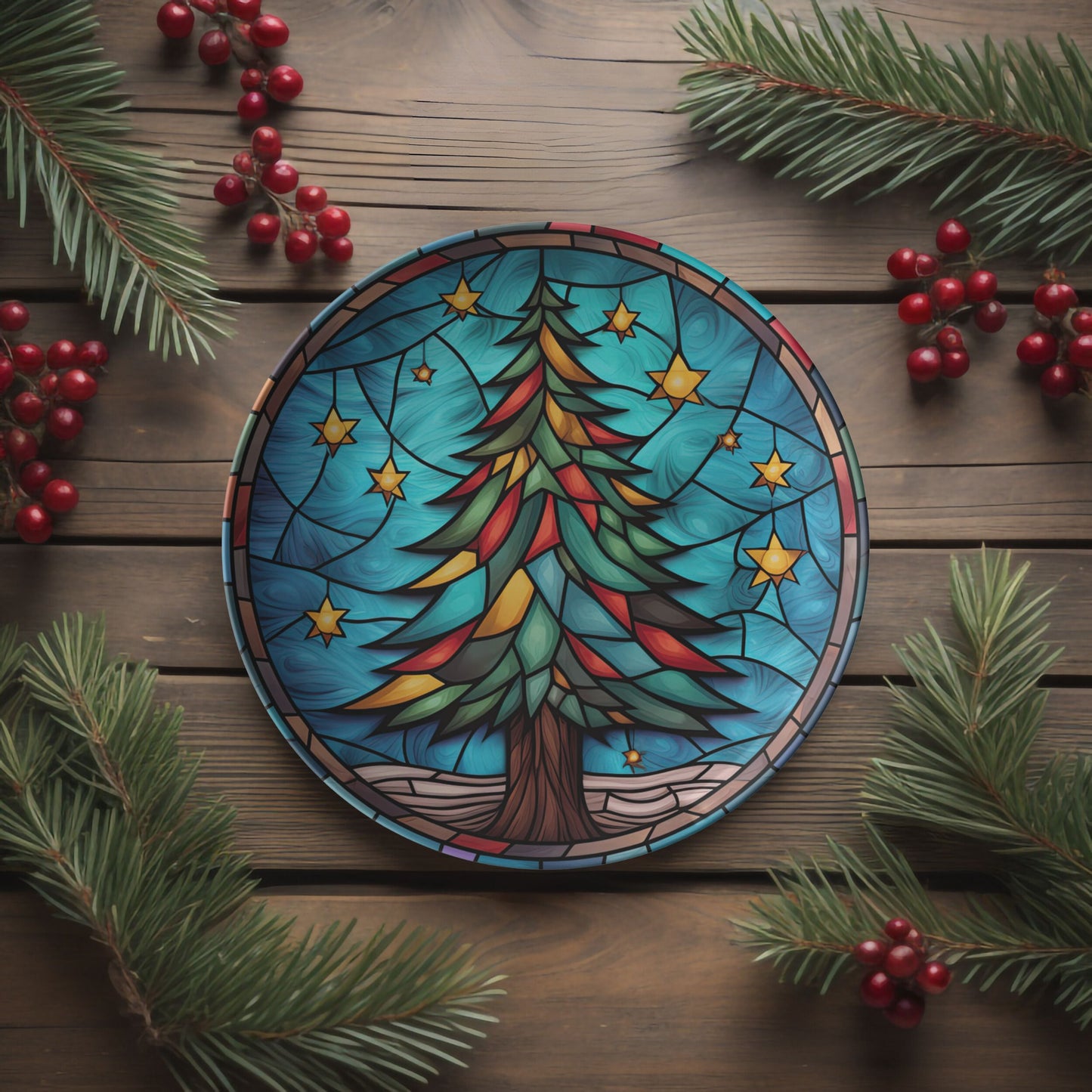 Thermosaf Polymer Plastic Christmas Tree Dinner Plate