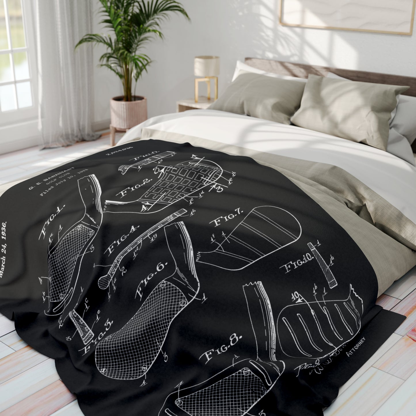 Golf Club Patent Blanket Gift for Golfer