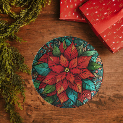 Thermosaf Polymer Plastic Christmas Poinsettia Plate