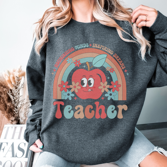 Retro Teacher Crewneck Sweatshirt Back to School Shirt For Teachers Gift For Teacher Educator Sweatshirts Pre K Teacher Shirts Gift For Her