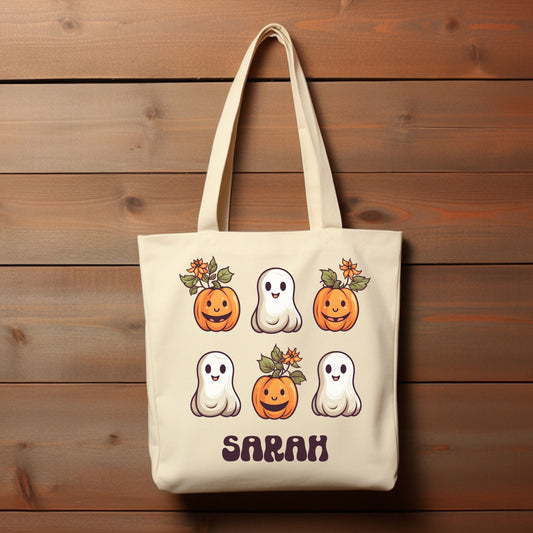 Personalized Halloween Bag Cute Ghost Trick or Treat Candy Bag