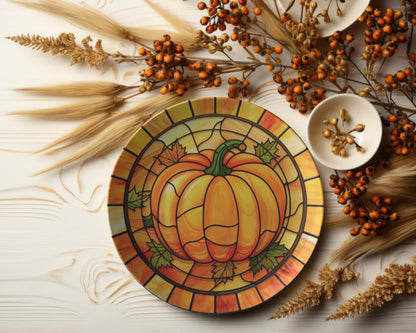 Pumpkin Plates Fall Decor Polymer Plastic Dinner Party Plates