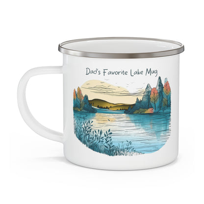 Dad Lake Mug Enamel Camping Mug 12 oz Coffee Mug Father Day Gift for Him Boat Mug Camp Cup for the Lake