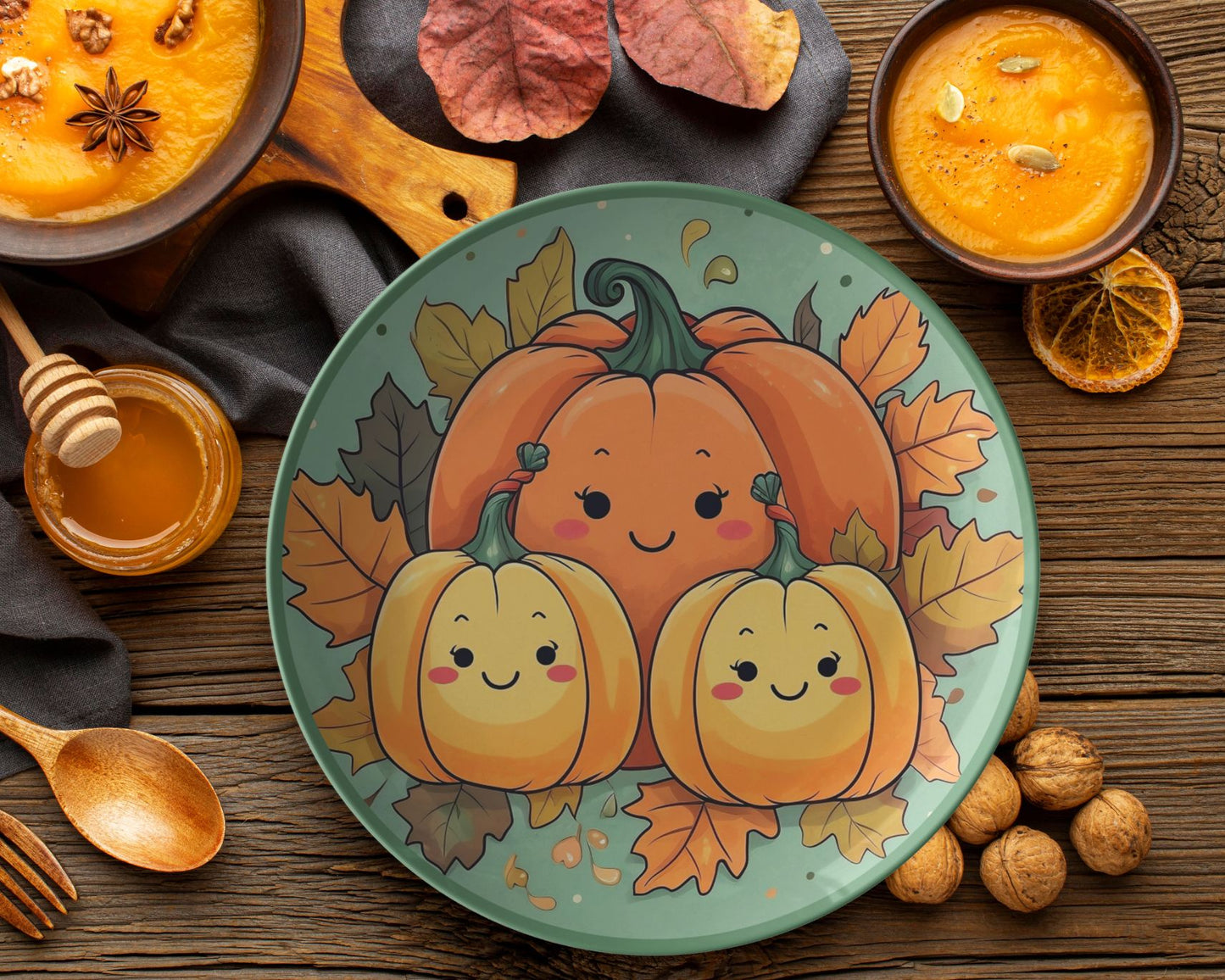 Thermosaf Polymer Plastic Pumpkin Plates Thanksgiving Plate For Kids