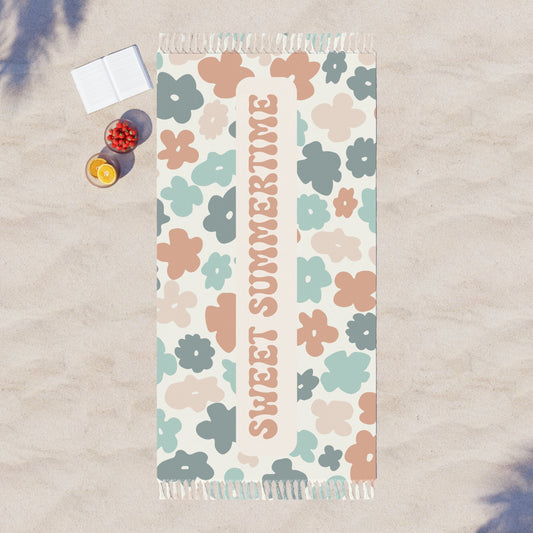 Boho Beach Cloth Flower Beach Towel Floral Gift for Her Pastel Summer Towel Beach Lover Gift Pool Towel Summer Vacation Towel