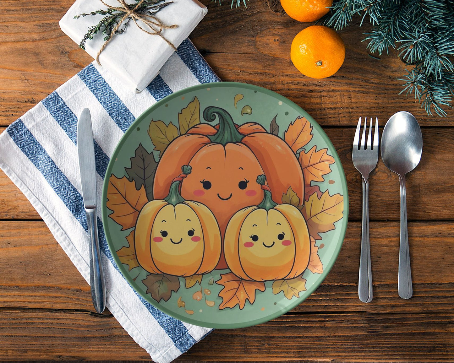 Thermosaf Polymer Plastic Pumpkin Plates Thanksgiving Plate For Kids