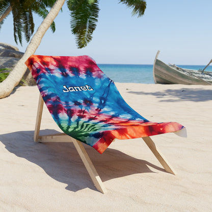 Personalized Retro Tie Dye Summer Beach Towel