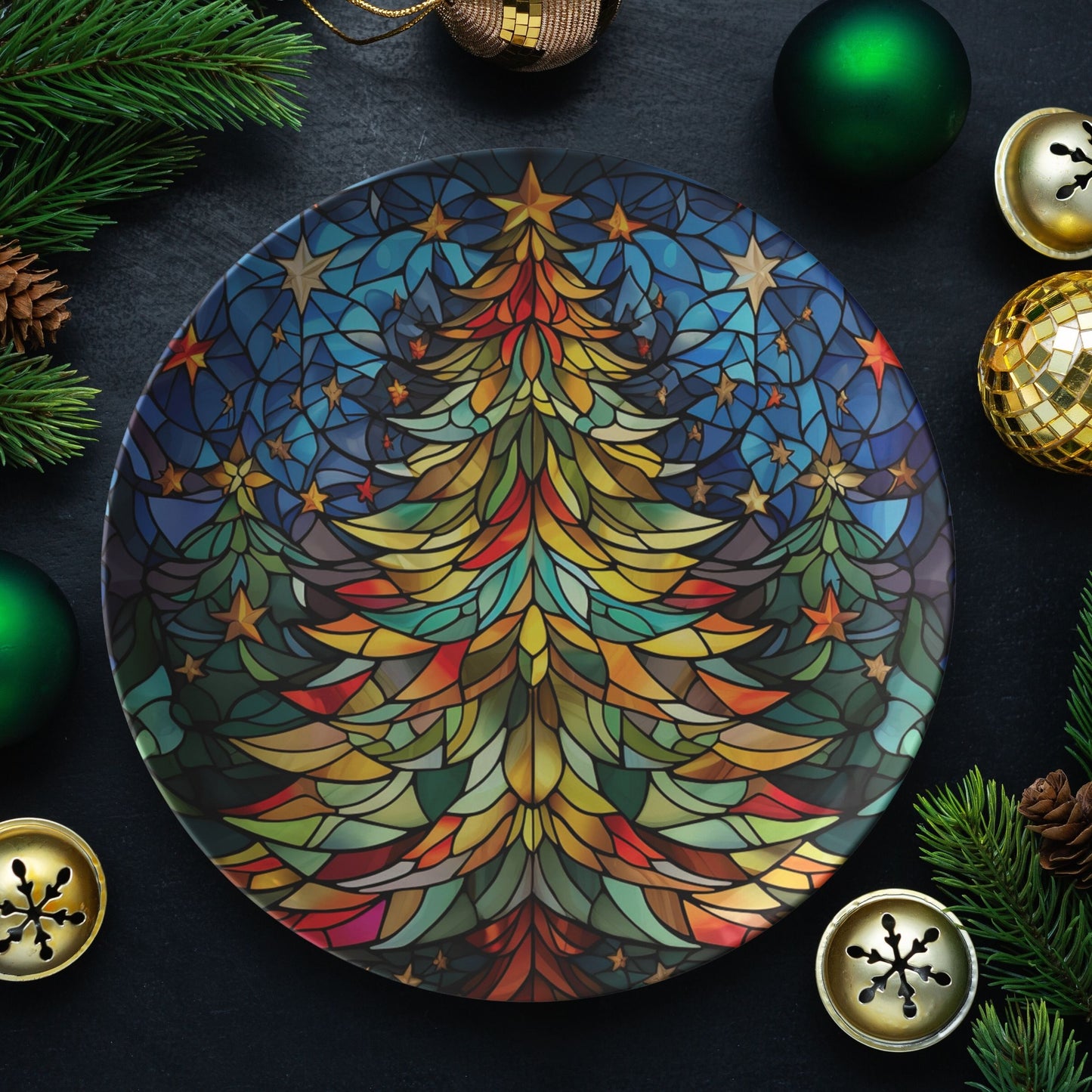 Thermosaf Polymer Plastic Christmas Tree Dinner Plate