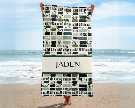 Mid Century Modern Personalized Beach Towel