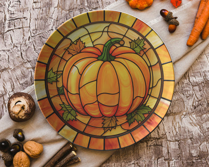 Pumpkin Plates Fall Decor Polymer Plastic Dinner Party Plates