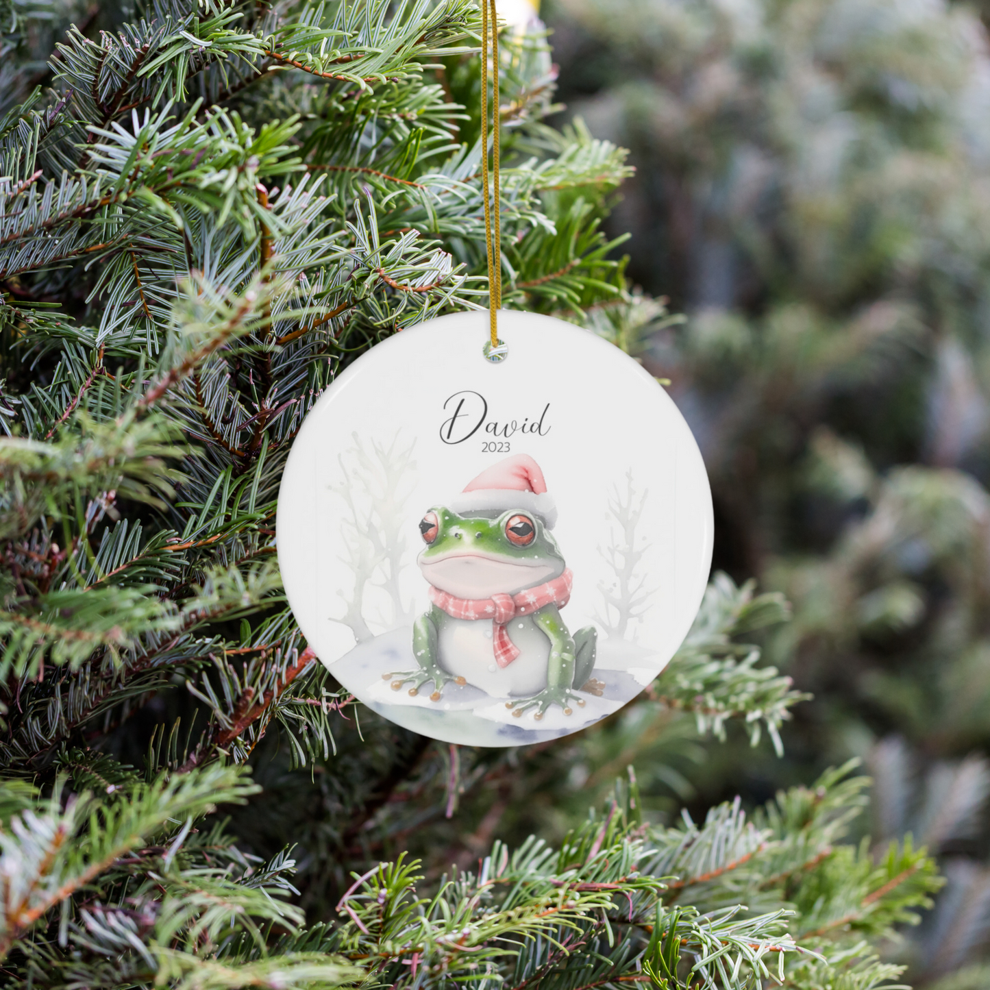 Personalized Frog Christmas Ornament