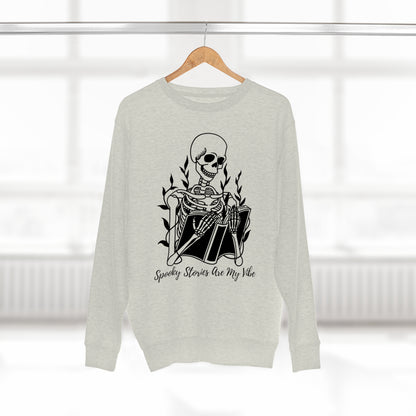 Premium Sweatshirt Book Reader Sweatshirt Spooky Vibes Sweatshirt Book Lover Gift Ideas Halloween Skeleton Sweatshirt Book Lover Sweatshirt