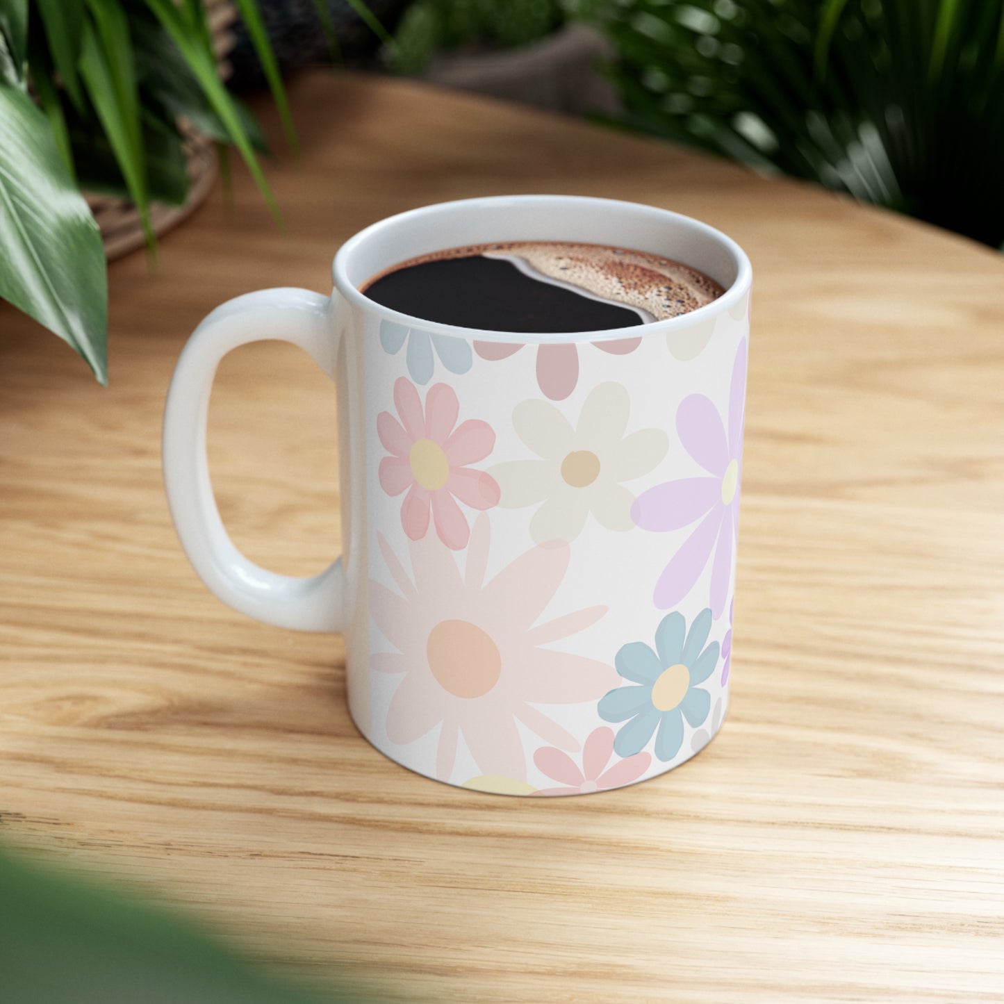 Joyful Blooms Flower Mug Floral Coffee Mug Gift for Her Pastel Mug Mimi Gift from Grandkids Grammy Gift Flowery Ceramic Mug 11oz