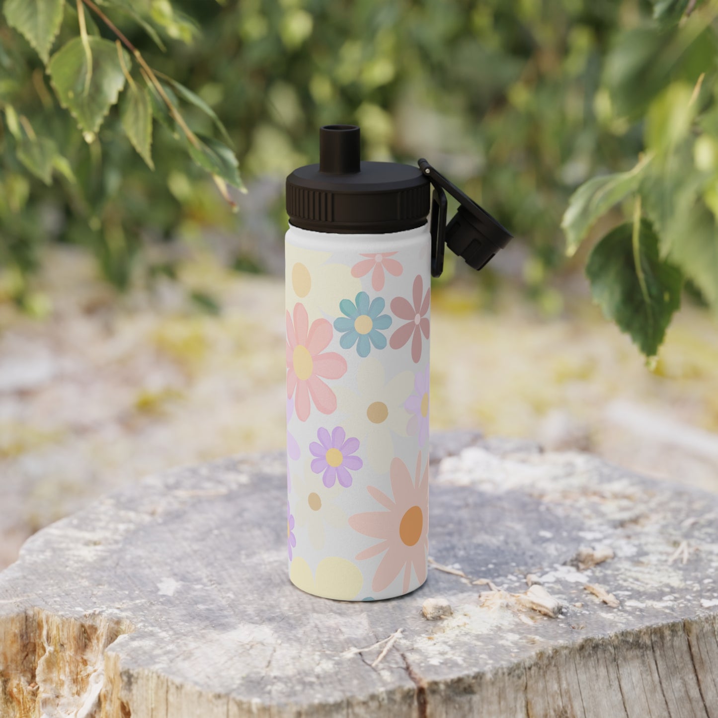 Stainless Steel Water Bottle Floral Water Bottle Gift for Her Pastel Summer Sports Bottle Travel Bottle Flowery Mom Gift Vacation Cup