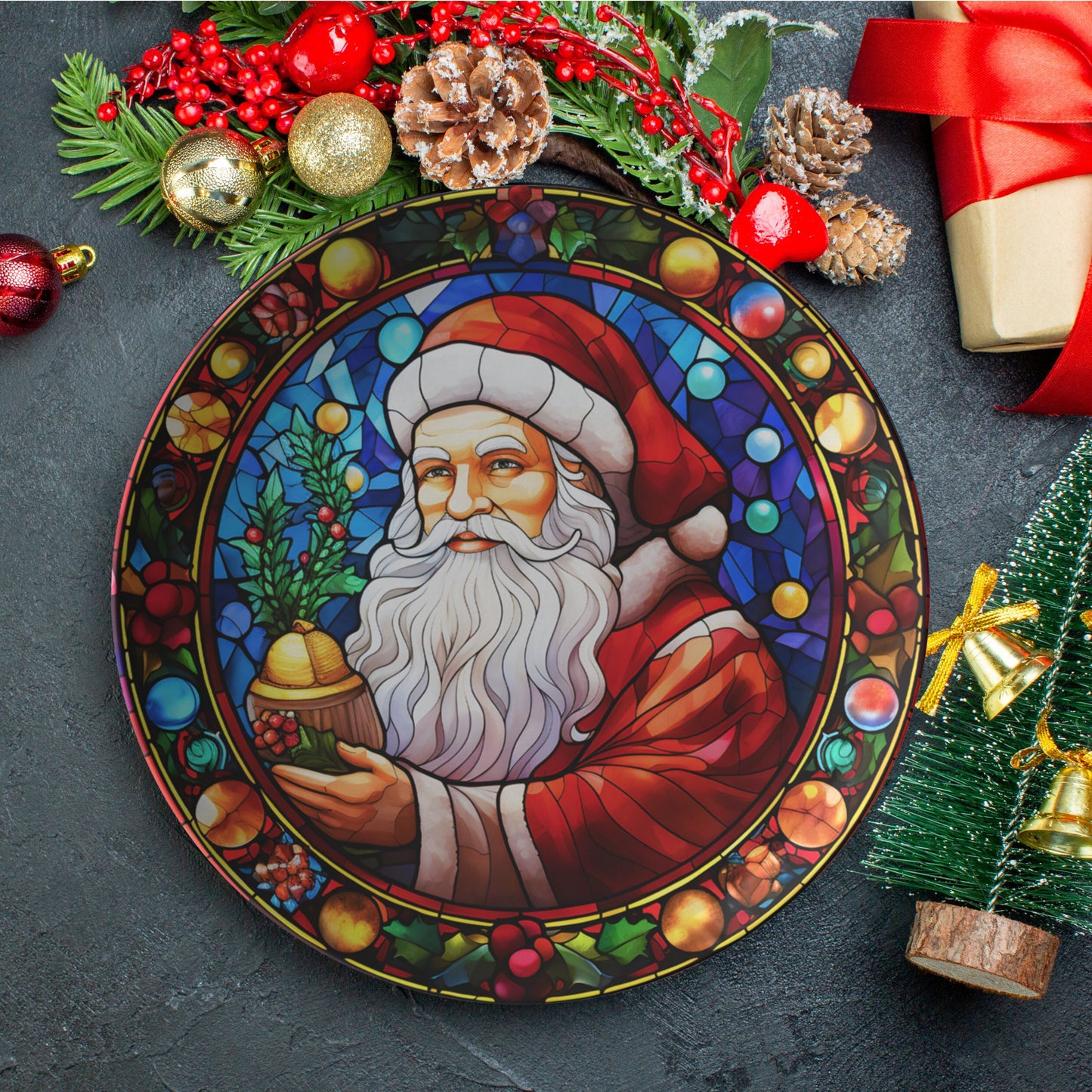 Thermosaf Polymer Plastic Santa Christmas Dinner Plate