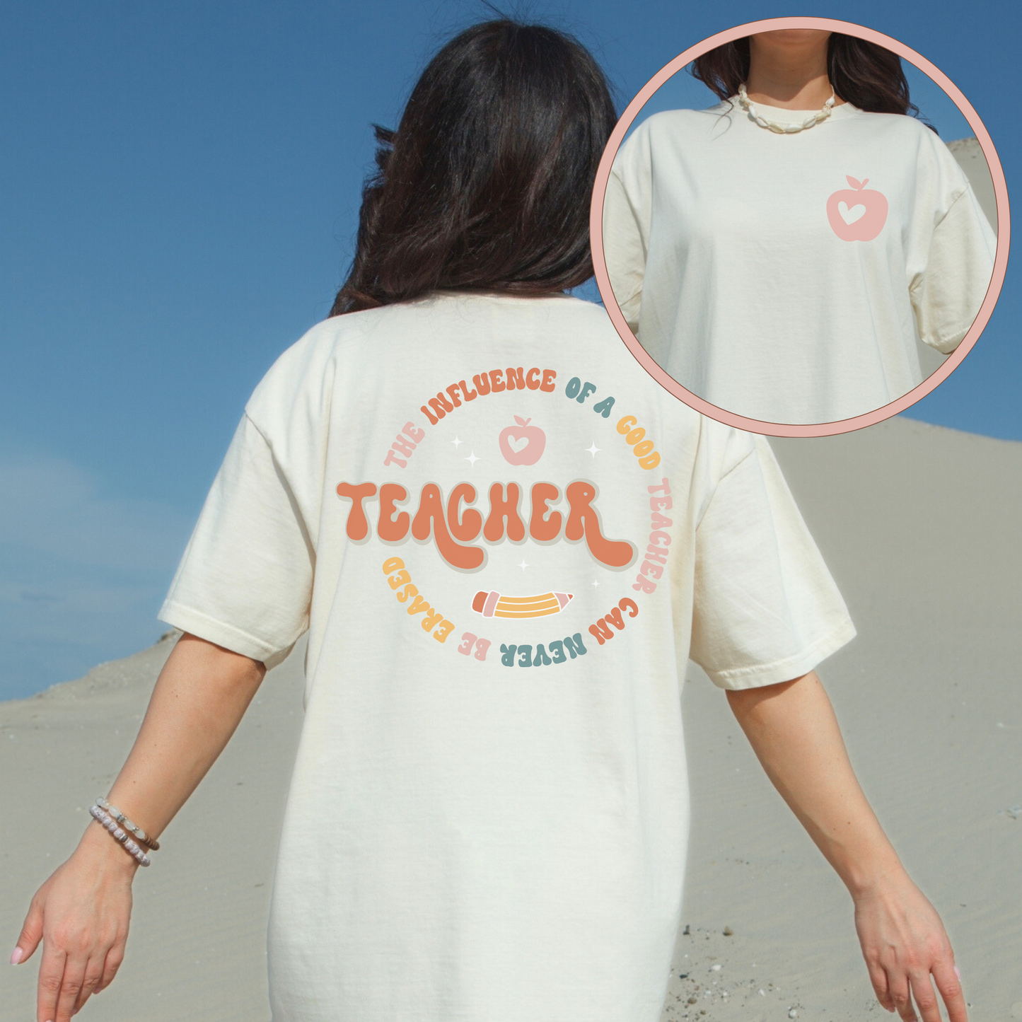 Front and Back Retro Comfort Colors Shirt Back to School Shirt For Teachers Groovy Teacher Shirt Gift For Teacher Educator T Shirt Gift For Her