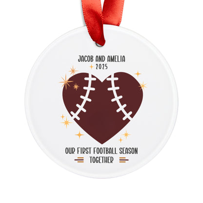 Our First Football Season Together Custom Couple Ornament