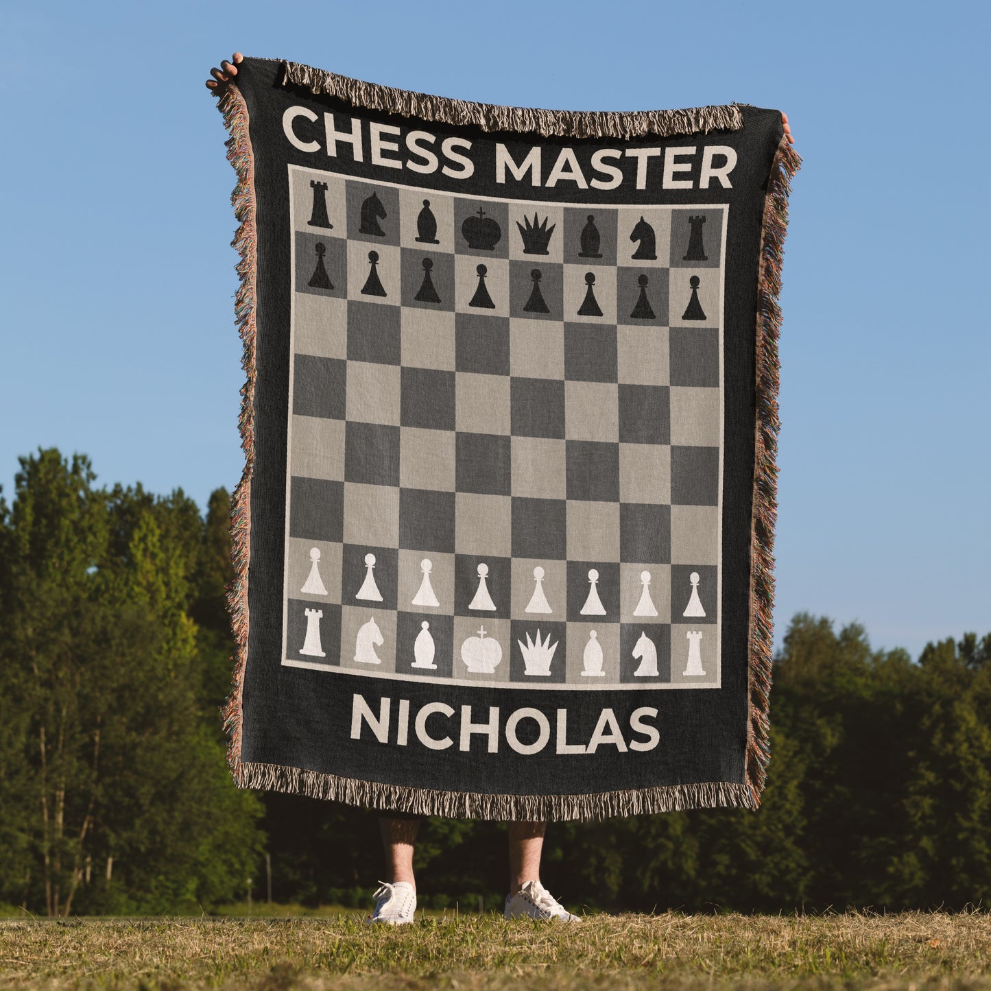 Personalized Woven Chess Board Blanket