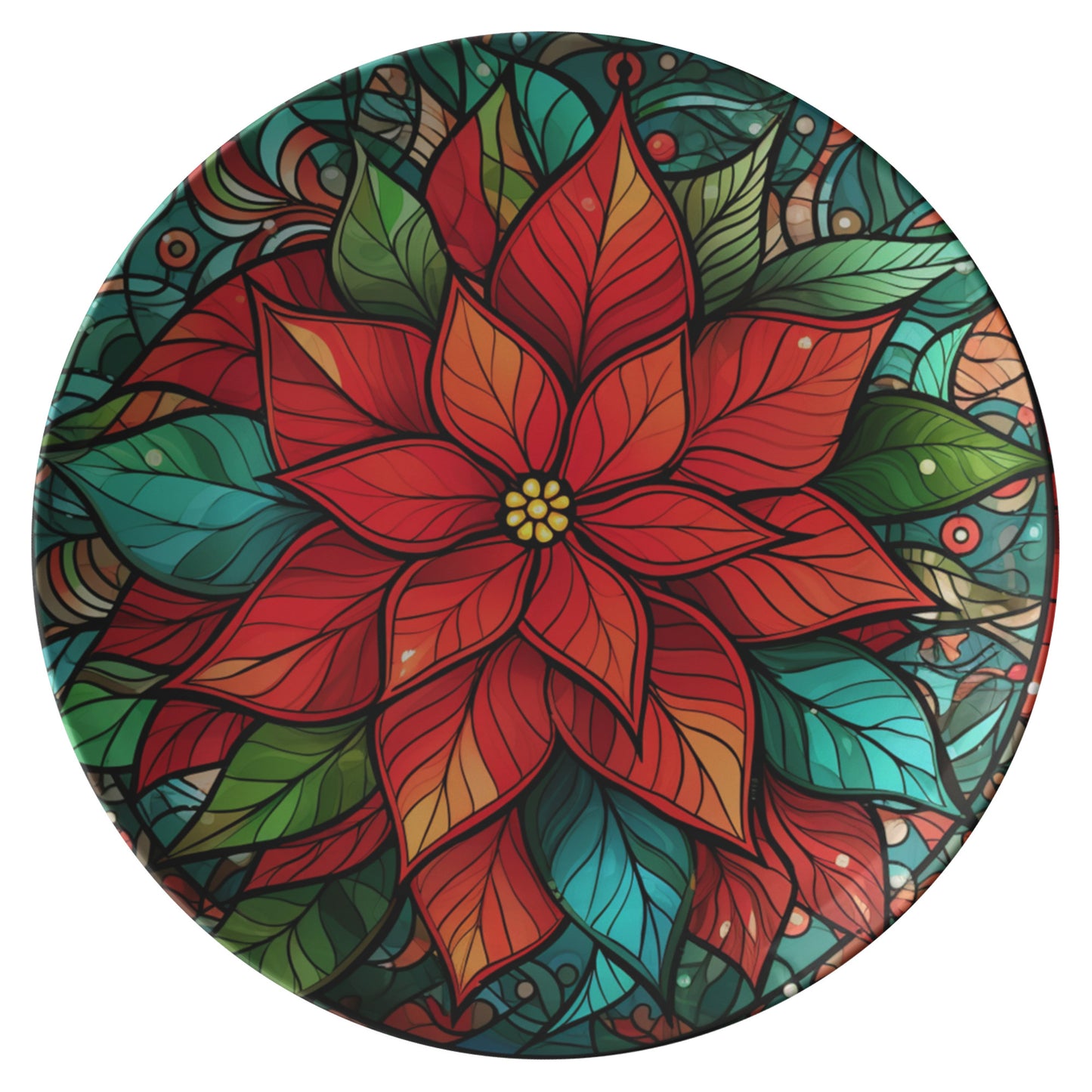 Thermosaf Polymer Plastic Christmas Poinsettia Plate