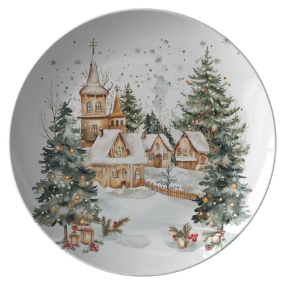 Small Town Christmas Holiday Dinner Plate Set