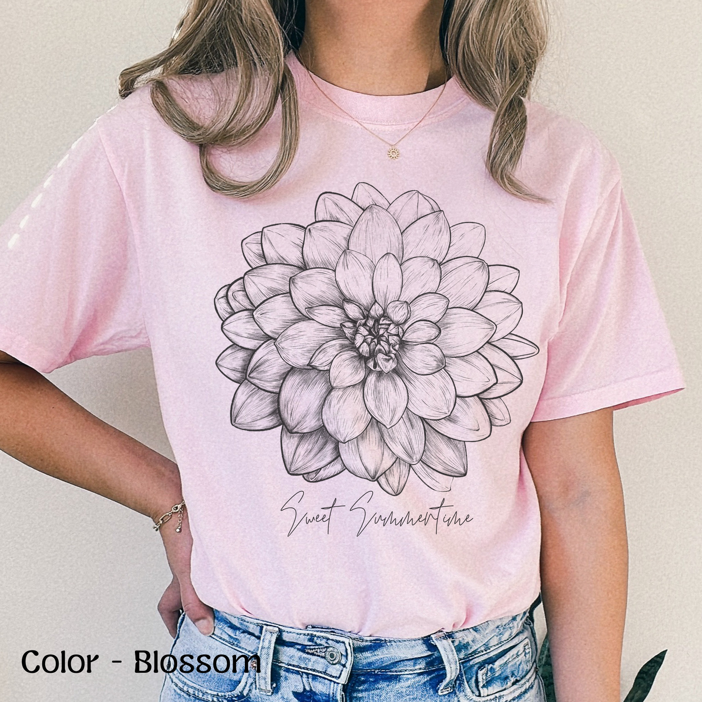 Womens Sweet Summertime Floral T-Shirt Comfort Colors Shirt Gift for Her Love Summer T Shirt