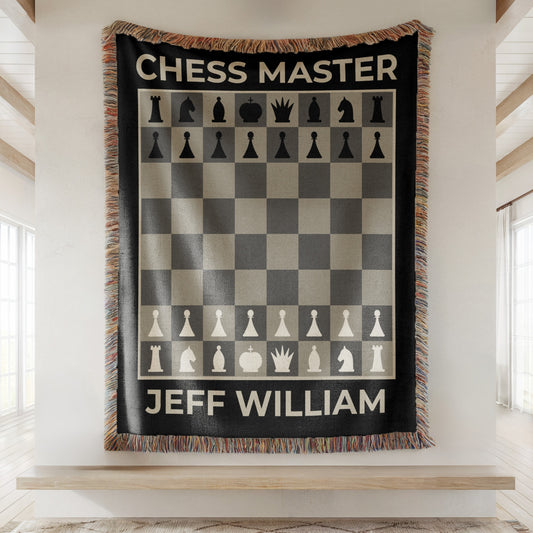 Personalized Woven Chess Board Blanket