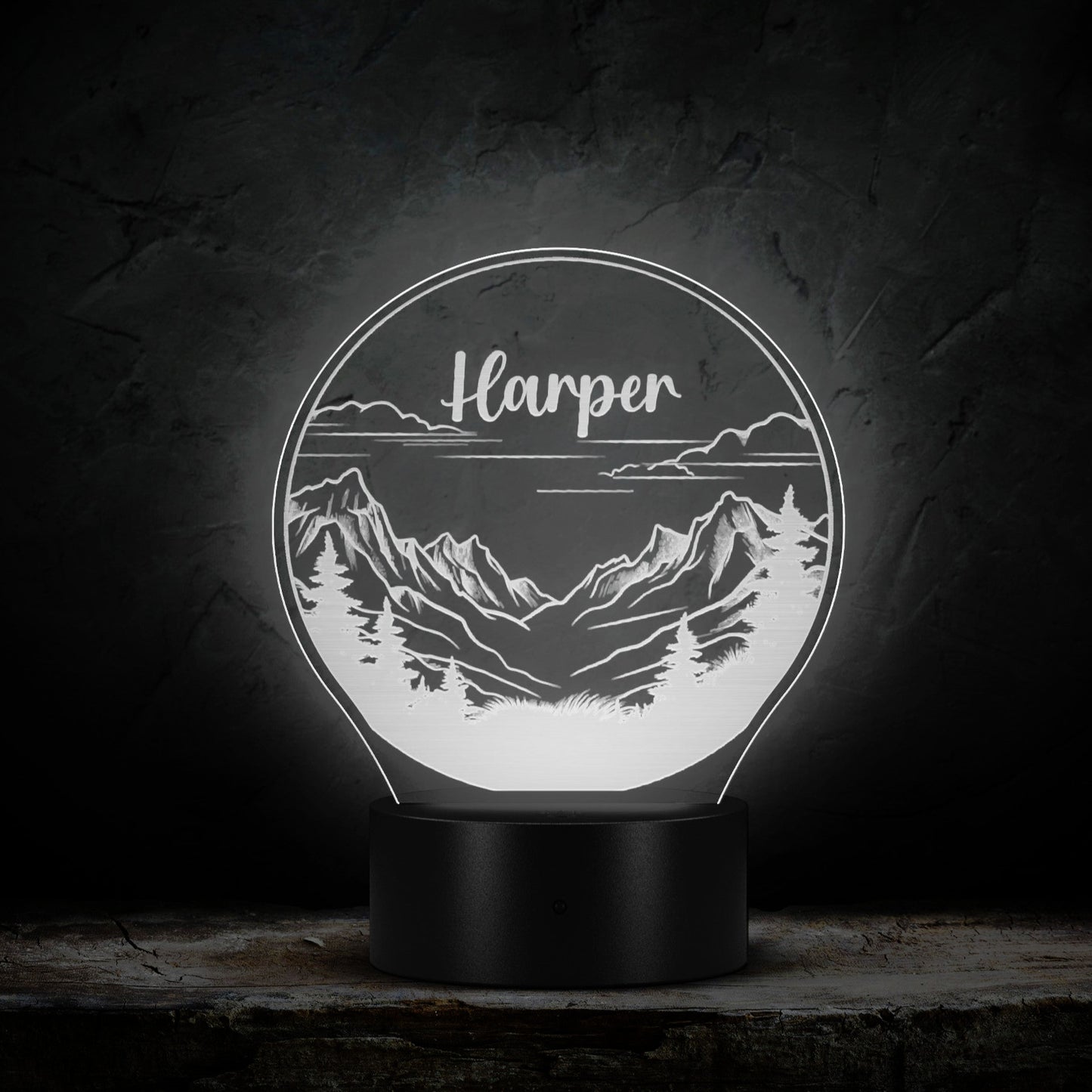 Custom Light Up Mountain Art Personalized Name Light