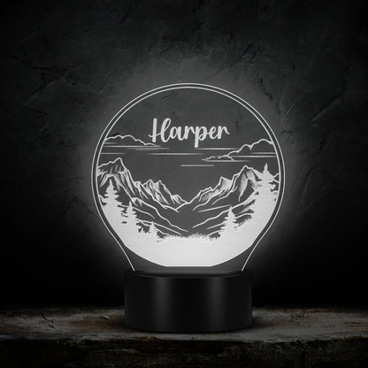 Custom Light Up Mountain Art Personalized Name Light