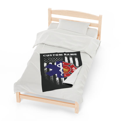 Personalized EMT Firefighter Blanket First Responder Gift