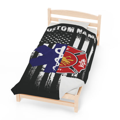 Personalized EMT Firefighter Blanket First Responder Gift