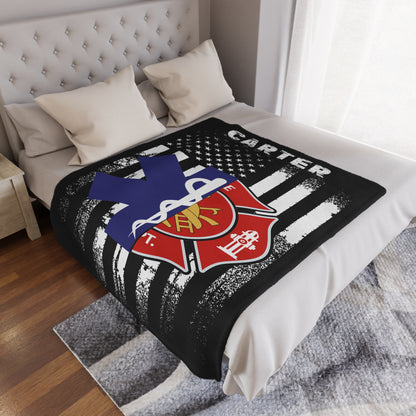 Personalized EMT Firefighter Blanket First Responder Gift