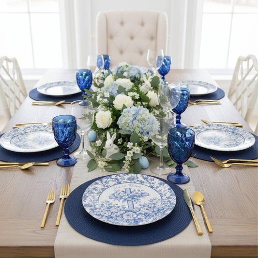 Blue Chinoiserie Floral Cross Plate