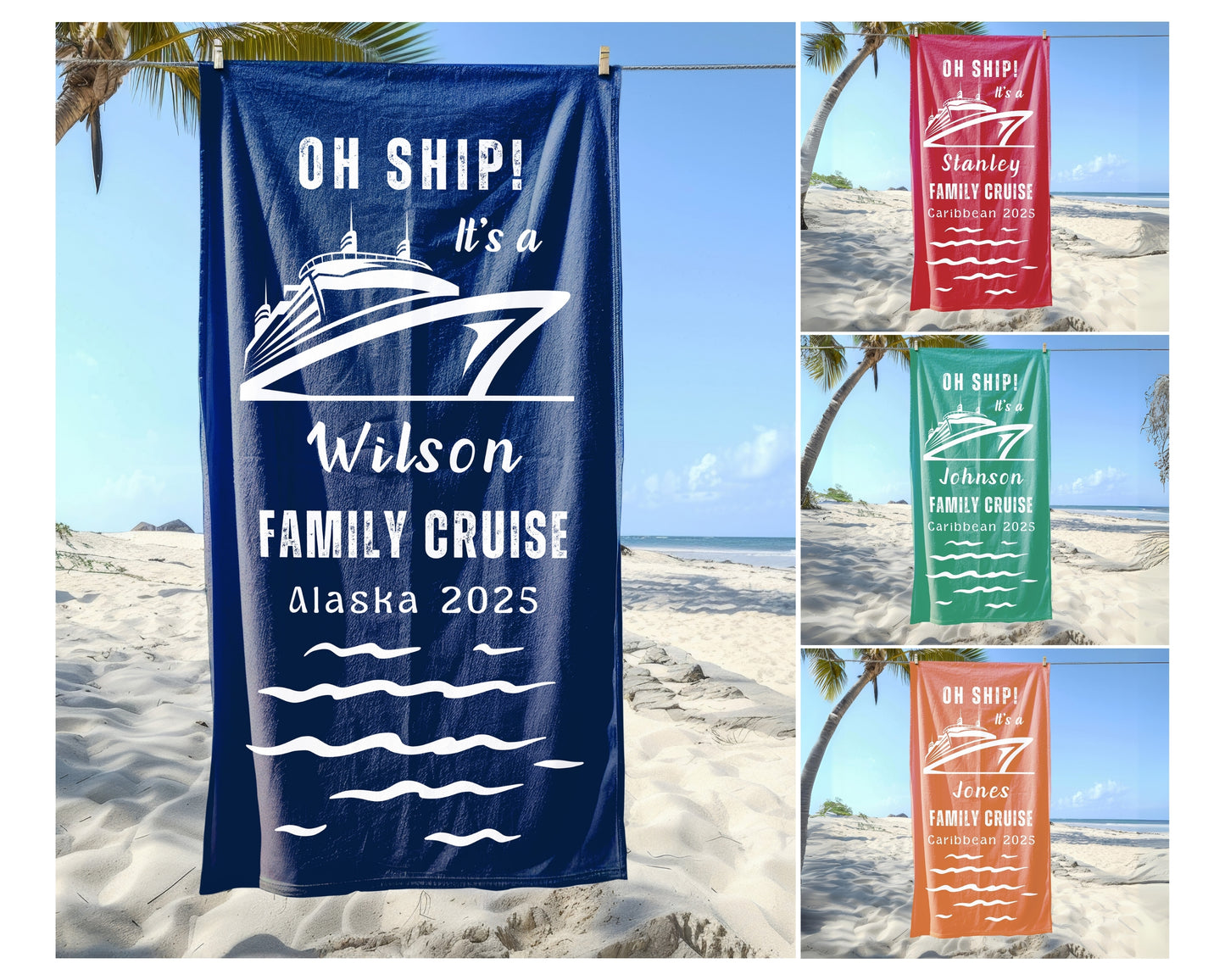 Cruise Beach Towel Custom Family Vacation Gift