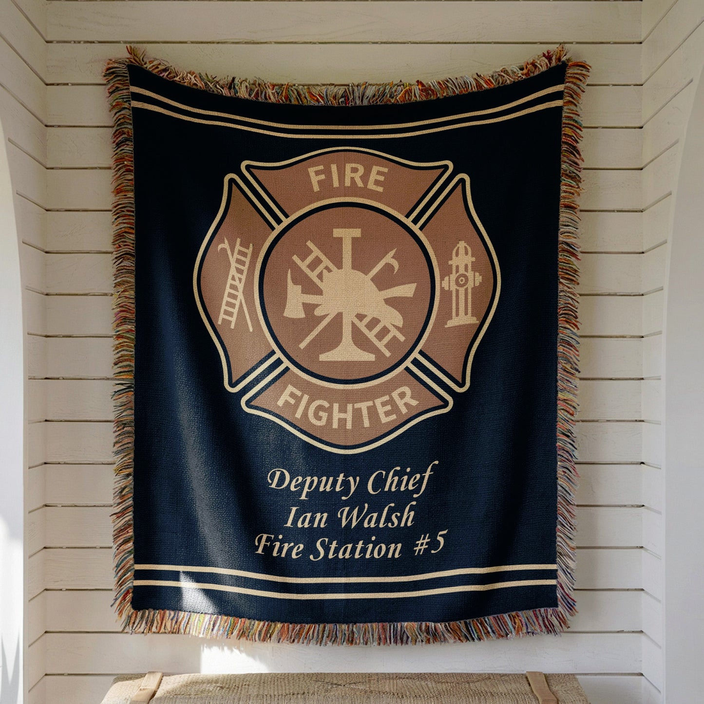 Personalized Firefighter Woven Blanket