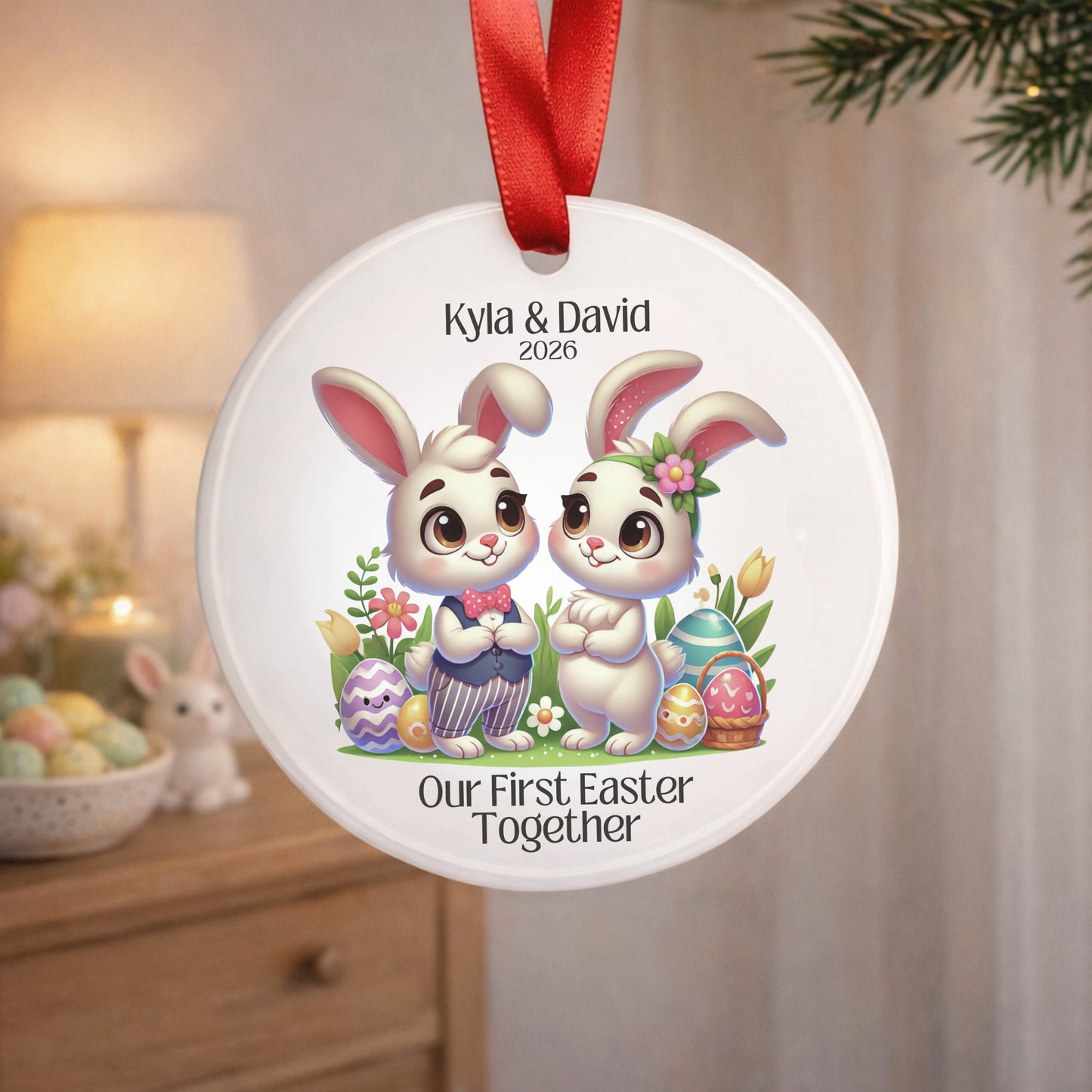 Custom Couple First Easter Together Ornament