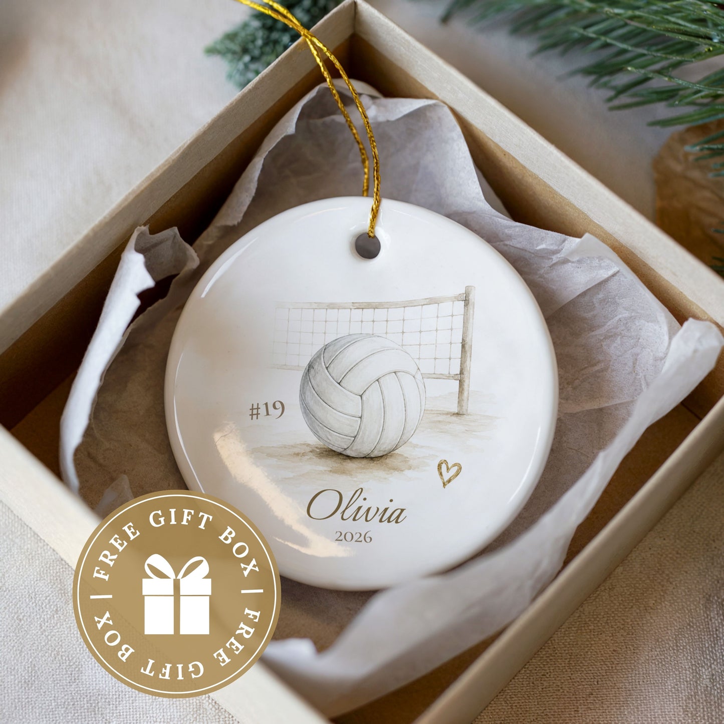 Personalized Ceramic Volleyball Ornament