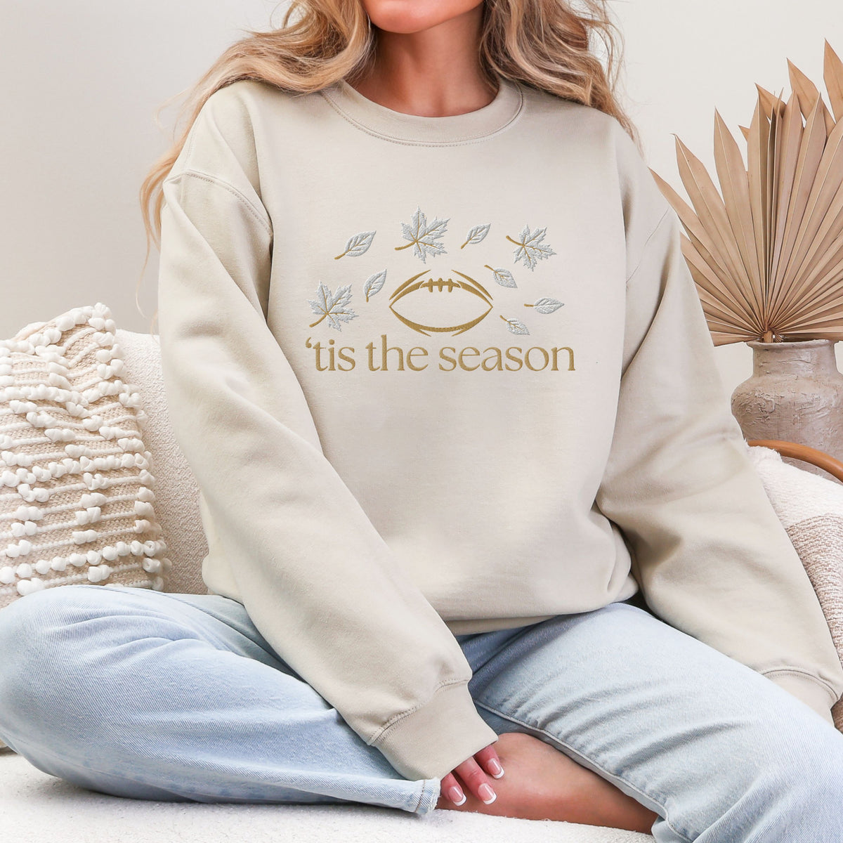 Embroidered Tis The Season Football Sweatshirt