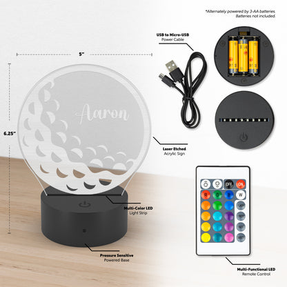 Personalized Golf Gift Golf Ball LED Name Light
