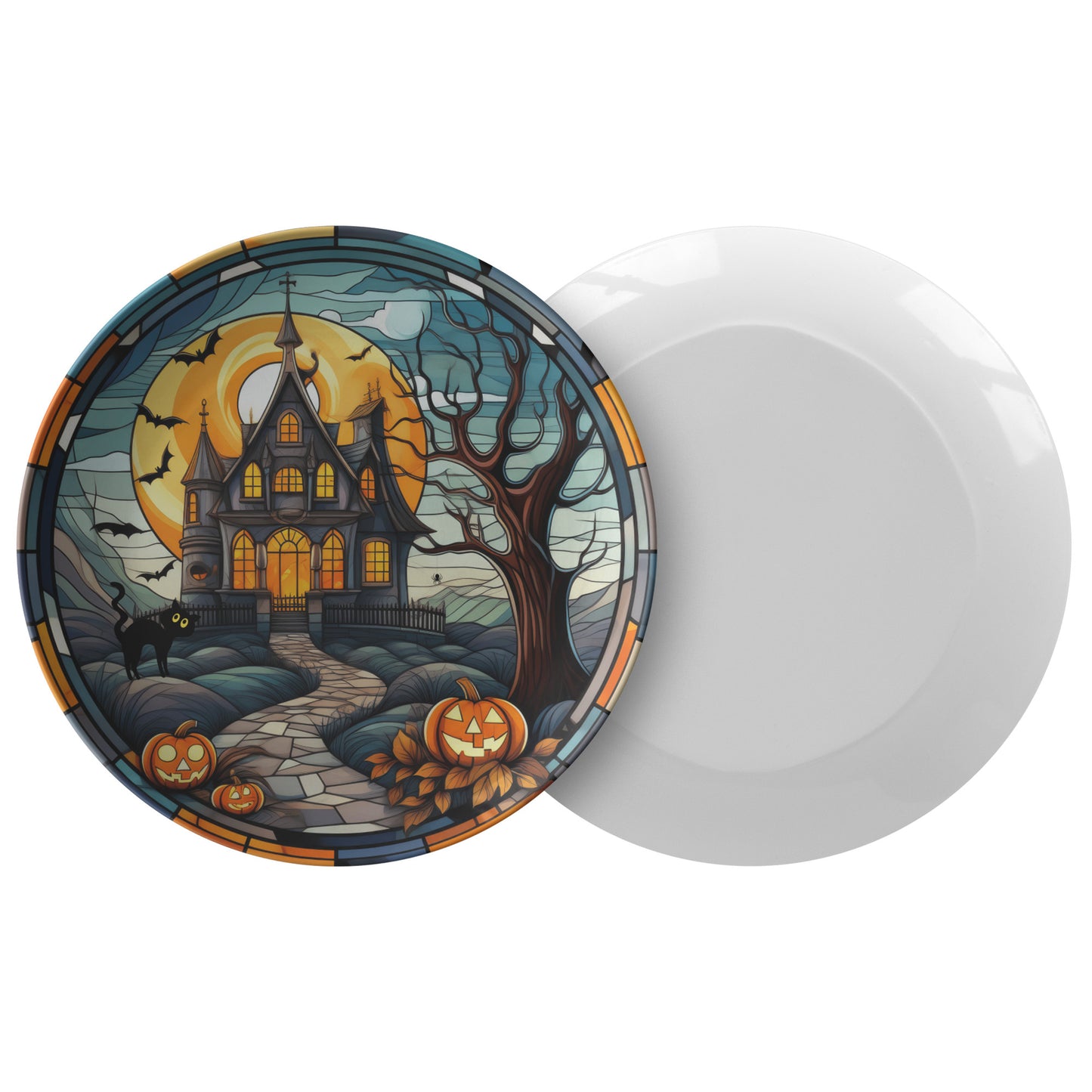 Thermosaf Polymer Plastic Haunted House Halloween Plates