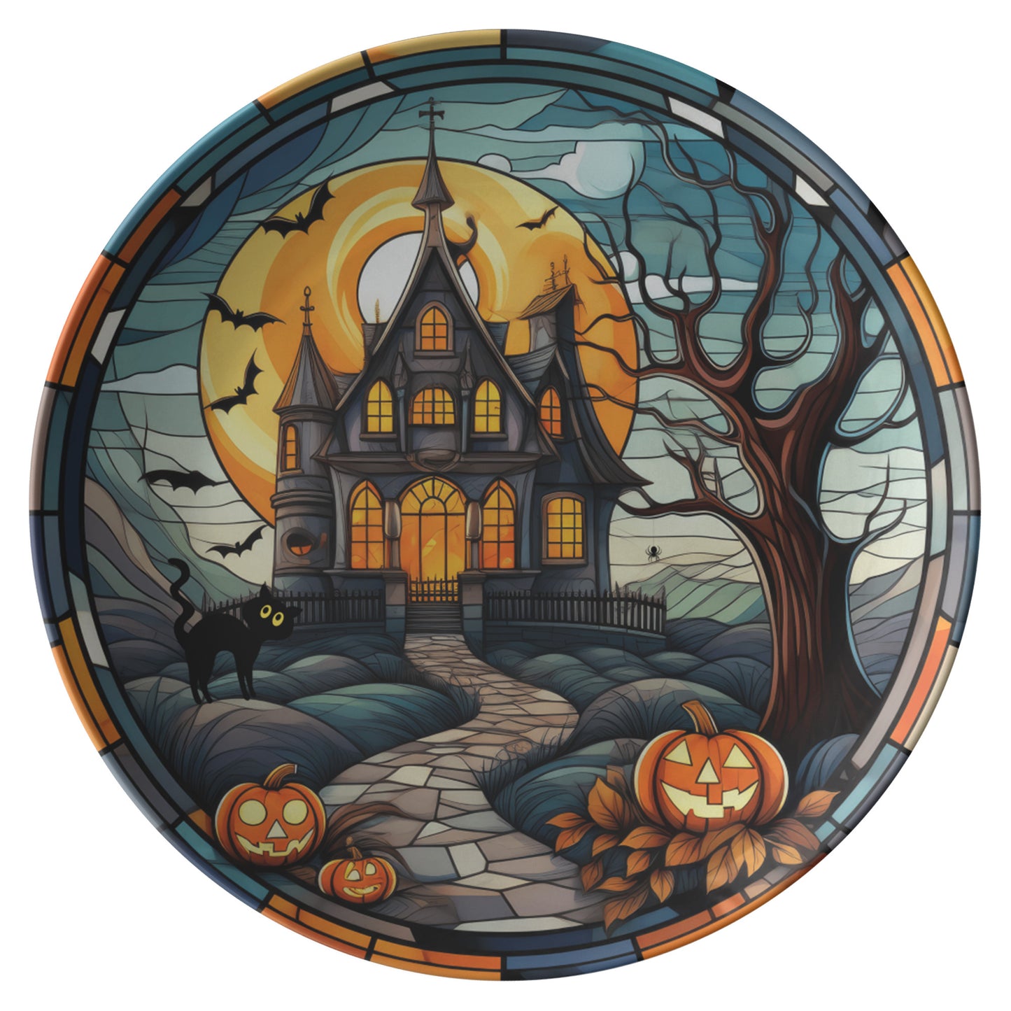 Thermosaf Polymer Plastic Haunted House Halloween Plates