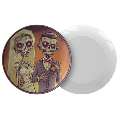 Halloween Wedding Plate Spooky Skeleton Bride and Groom Halloween Wedding Decorations Halloween Party Plates Halloween Wedding Table Plates