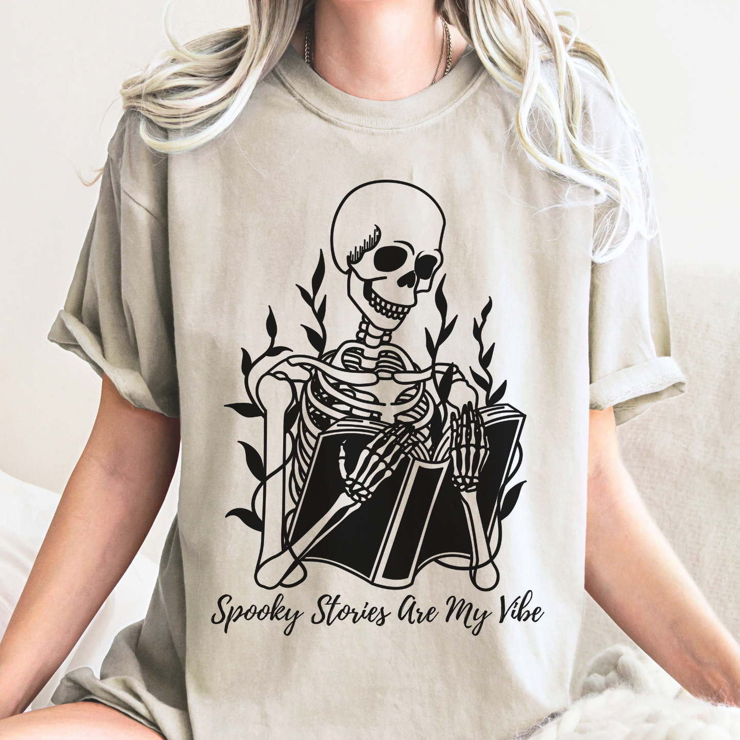 Skeleton Reading Shirt Book Lover Gift Ideas Spooky Vibes Shirt Comfort Colors Shirt Book Lover Funny T Shirt Floral Skeleton Halloween Tee