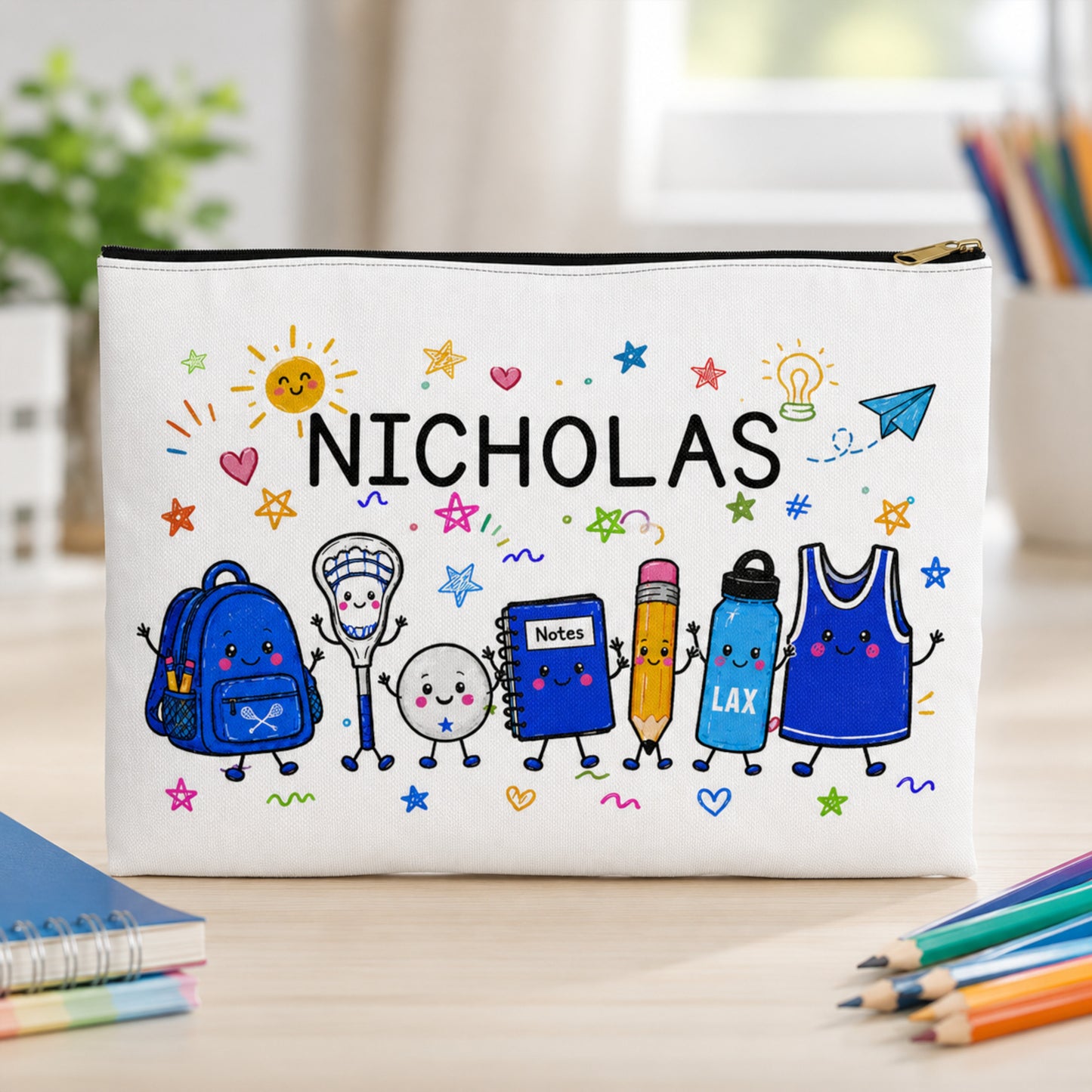 Personalized Lacrosse Pencil Case