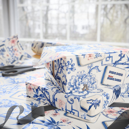Blue Chinoiserie Mahjong Gift Wrap