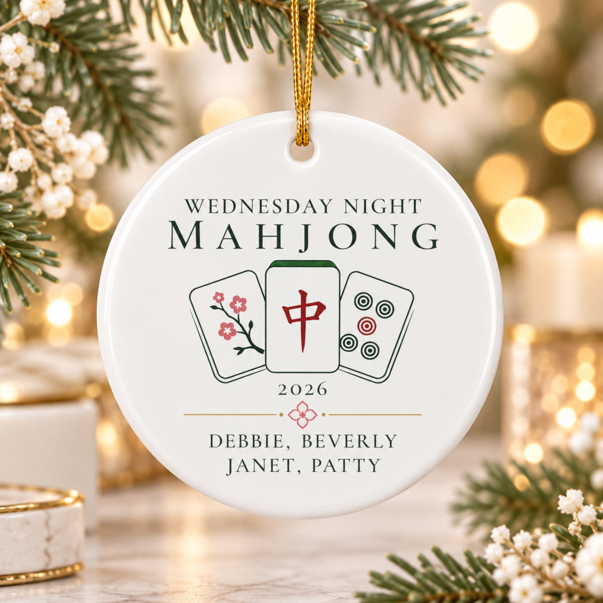 Personalized Mahjong Group Ornament