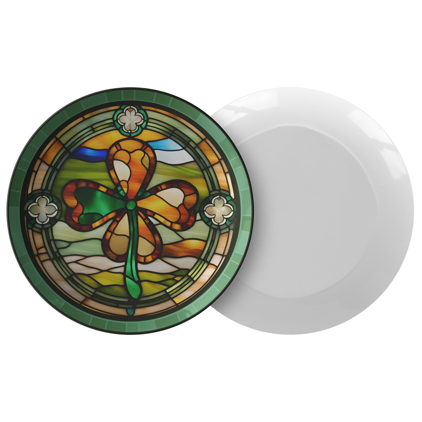 March Birthday Dinnerware Set Thermosaf Polymer Plastic Shamrock Plate