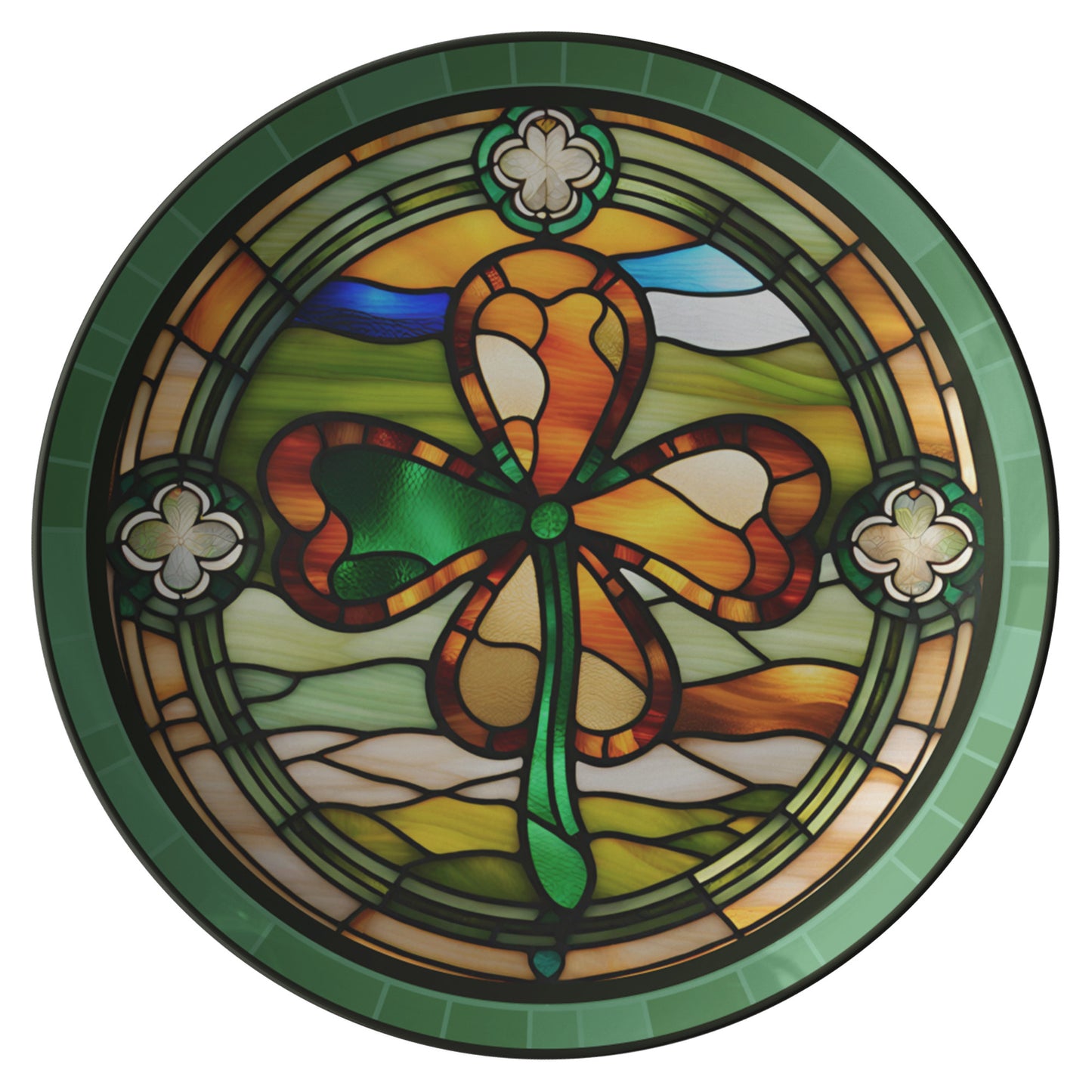 March Birthday Dinnerware Set Thermosaf Polymer Plastic Shamrock Plate