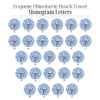 Coquette Chinoiserie Monogram Beach Towel