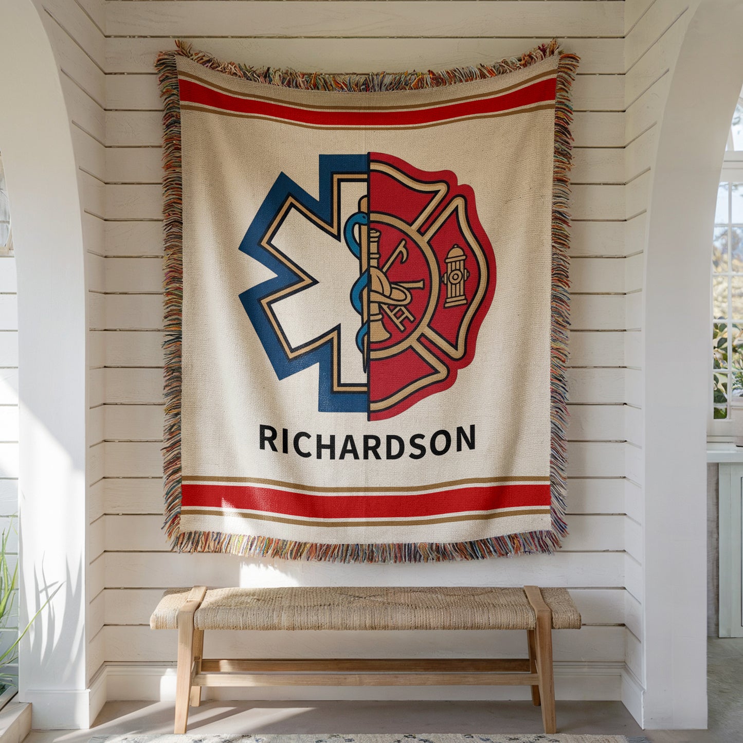 Personalized Firefighter EMT Paramedic Woven Blanket